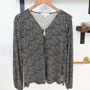 Michael Kors leopard zip blouse sz. M